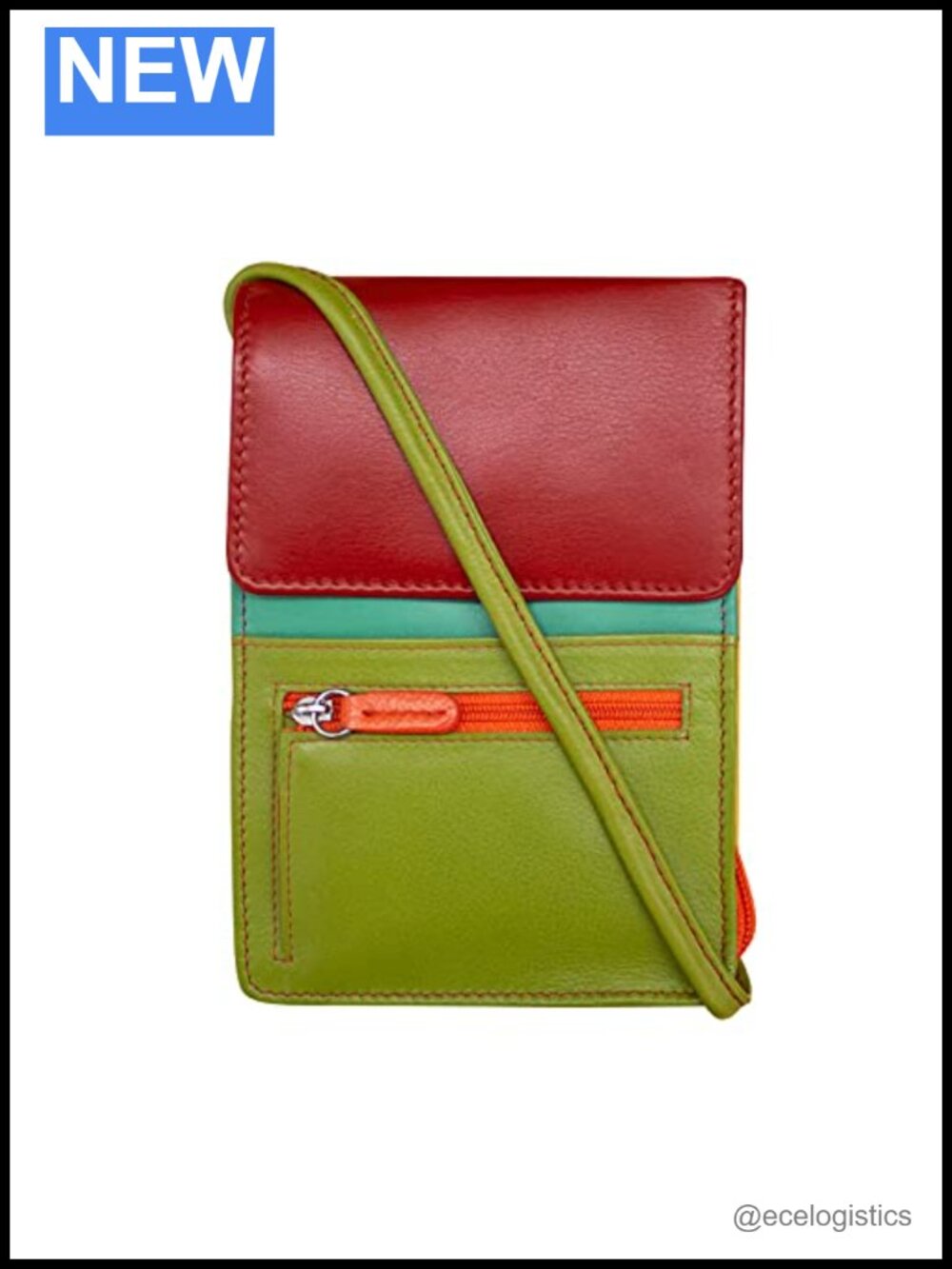 Genuine Leather Crossbody Organizer Wallet with RFID Blocking
